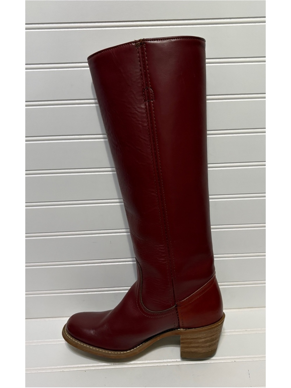 FRYE Red Leather Vintage Black Label Campus Boots Made in USA Womens Size 6 B - Picture 4 of 12